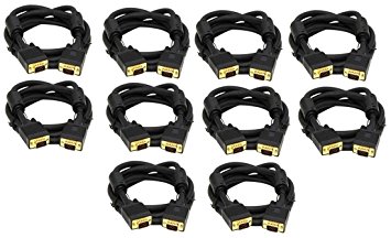 C&E 10 Pack, 15 Feet, VGA Male to Male Black, with ferrites Black, CNE503622