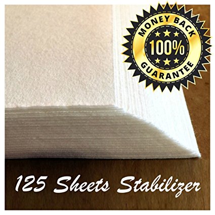 TAOindustry Tear Away Stabilizer Set - Pack 125 Precut Sheets Medium Weight 1.8oz, 12"x10", Fits 5x7 Hoops  Free Bonuses, Best for Embroidered Backpacks and Baby Blankets