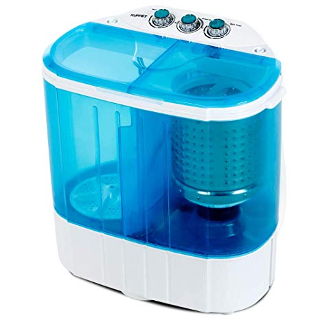 Portable Washing Machine, Kuppet 10lbs Compact Mini Washer, Wash&Spin Twin Tub Durable Design to Wash All your Laundry or Swim Suit for Apartments, Dorms, RV Camping (Blue)