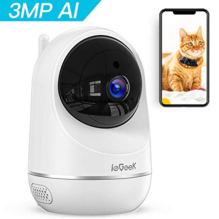 ieGeek 3MP Security Camera WiFi IP Camera Wireless Indoor CCTV Camera with Night Vision, Motion Tracker, Speed ​​Playback for Home Surveillance Dog/Pet/Baby/Elder/Nanny Monitor