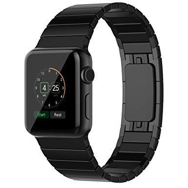 Apple Watch Band Ontube Stainless Steel Watch Strap Link Bracelet with Butterfly Closure Replacement Band Sport Edition Black 42mm