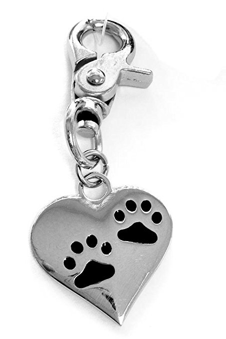 Pet Dog Cat Memorial Charm 3 Inch Zinc You Left Paw Prints On My Heart 64536