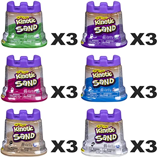 Kinetic Sand, Castle Containers 18-Color Pack for Kids Aged 3 and Up