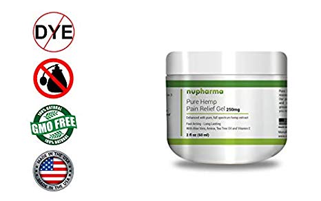 Pure Hemp Pain Relief Gel 250mg- with 250mg of Organic Hemp Extract- Full Spectrum- for Arthritis, Back, Knee, Hands, Neck, Feet, Muscle Soreness, Inflammation, Joints, Carpal Tunnel by Nupharma