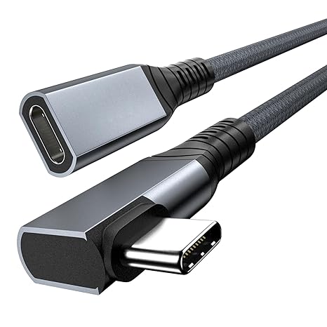 USB 4 Extension Cable 1FT, Right Angle USB4 Thunderbolt 4/3 Extension Cord, PD 100W Fast Charging 40Gbps Data Transfer 8K@60Hz Video, 90 Degree Type C 4.0 Male to Female Extender,for USB C Devices