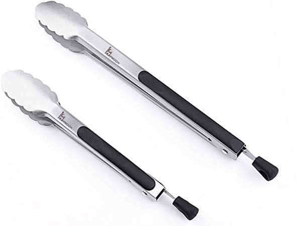 Food Tongs 9-Inch&12-Inch Heavy Duty Stainless Steel Locking Tongs for Kitchen,Serving,Grilling,Oven Baking