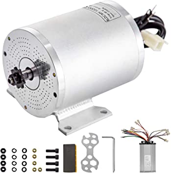 BestEquip 1500W 48V Electric Brushless DC Motor 3750RPM Brushless Motor with Speed Controller and Mounting Bracket for Go Karts E-Bike Electric Throttle Motorcycle Scooter and More