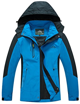 LOHASCASA Men's Outdoor Hiking Softshell Lightweight Waterproof Hooded Windbreaker Rain Jacket