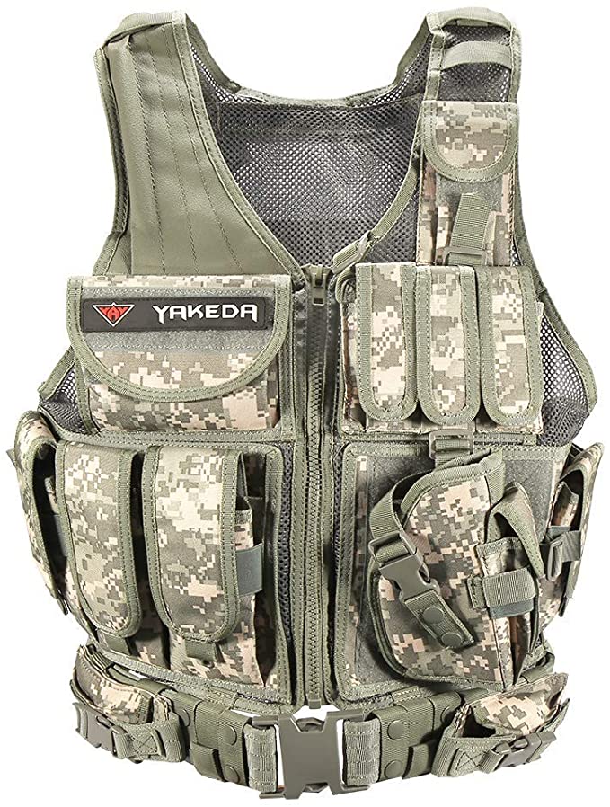 YAKEDA Army Fans Tactical Vest CS Field Outdoor Equipment Supplies Breathable Lightweight Tactical Vest SWAT Tactical Vest Special Forces Combat Training vest-1063(ACU)
