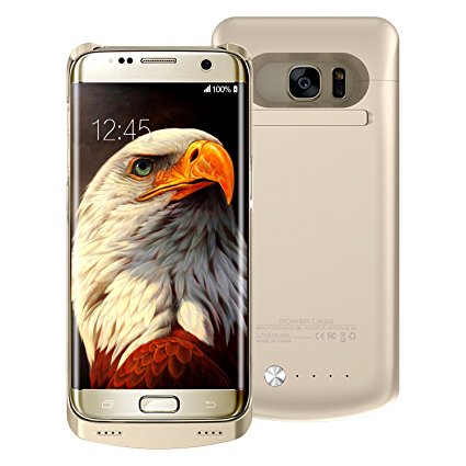S7 Edge Battery Case,BEAOK Premium 5200mAh Slim Portable Charger Battery Pack For Samsung Galaxy S7 Edge External Battery Rechargeable Power Bank Case(Gold)