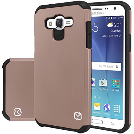 J7 Case, MP-Mall [Dual Layer] [Shockproof] Armor Hybrid Defender Anti-Drop Rugged Protective Case Cover For Samsung Galaxy J7 2015 (Rose Gold)