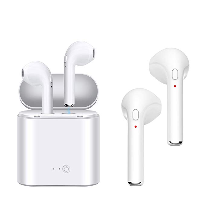 Bluetooth earbuds, KEBIAO Wireless headset with charging kit mini in-ear microphone headset,hands-free iPhone X 8plus 8 7plus 7 6Splus 6S IOS Samsung Galaxy Android smart phone headset (white)