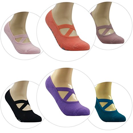 Grip Yoga Socks, Ristake Women's Non Slip Skid Grip Socks for Barre Pilates Yoga Ballet 1/3/6/9 Pairs