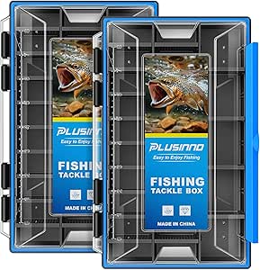 PLUSINNO Fishing Tackle Box, Waterproof Tackle Box Organizer with Removable Dividers,1 Packs / 2 Packs Fishing Box Tackle Tray Lure Box and Terminal Tackle Storage