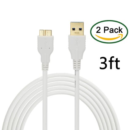 Xcords(TM) 2 Pack 3ft USB 3.0 Data Charging Cord Samsung Galaxy S5 Note 3 Note Pro 12.2 Data SYNC CABLE