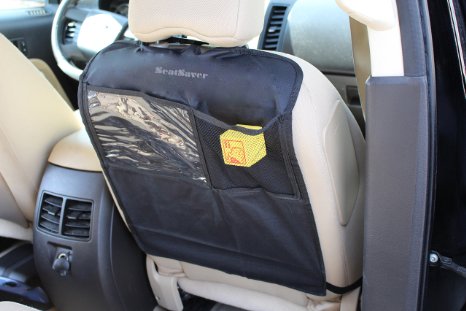 Car Kick Mat - Car Seat Protector - Auto Seat Cover - Prevent Wear and Tear - Child Proof Seat Protector - Easy To Use Seat Organizer - Seat Back Protector And Storage (Set of 2)
