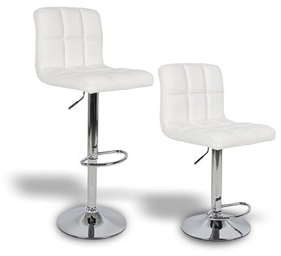 2 x PU Leather Hydraulic Lift Adjustable Counter Bar Stool Dining Chair White -Pack of 2 (150) Made By jersey seating®