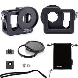 Luxebell C200 Aluminium Alloy Skeleton Thick Solid Protective Case Shell with 52mm Uv Filter for Gopro Hero 4 Black Silver Camera - Wide Angle Mode Have No Vignetting