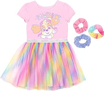 Paw Patrol Skye Girls Tulle Dress and Scrunchies Toddler to Little Kid Sizes (2T - 7-8)