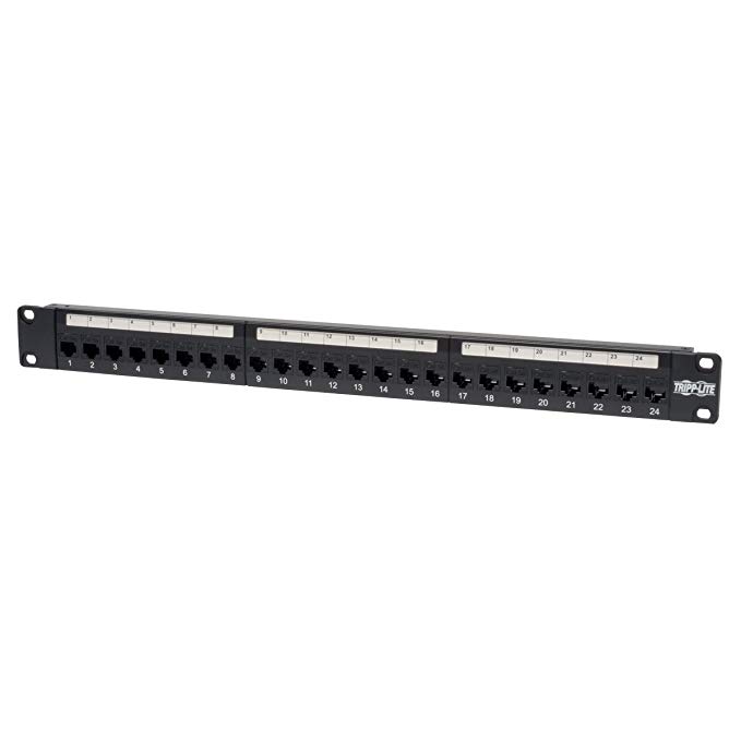 Tripp Lite 24-Port 1U Rackmount Cat5e Feedthrough Patch Panel, RJ45 Ethernet(N054-024)