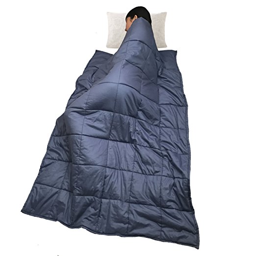 Premium Weighted Blanket by Panda Dady - Calm and Soothe Deep Pressure - Navy Blue - (59"L x 41"W) (15 lbs for 140 lb person)
