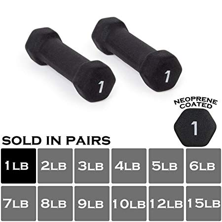 WF Athletic Supply Black Neoprene Dumbbell Set, Non-Slip, Hex Shape, Free Weights Set for Muscle Toning, Strength Building, Weight Loss - Portable Weights for Home Gym Hand Weight