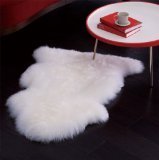 Genuine Bowron Sheepskin Rug Single Pelt Ivory White Fur Approx 2ft x 3ft