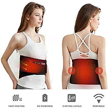 Heating Waist Belt Cordless Heated Massage Back Wrap Support Adjustable Brace Portable Lasting for Abdominal Stomach Cramps Arthritic Menstrual Therapy Pain Relief (Rechargeable)