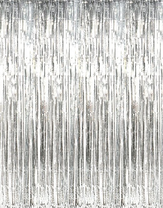 Rhode Island Novelty Metallic Silver Foil Fringe Curtains (1 Piece)