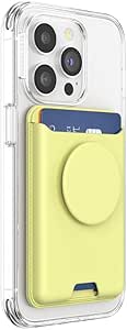 PopSockets Phone Wallet with Expanding Grip and Adapter Ring for MagSafe, Phone Card Holder, Wireless Charging Compatible, Wallet Compatible with MagSafe - Butter Yellow