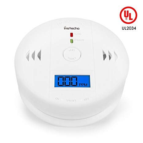 CO Detector, AUKA Monoxide Alarm LCD Portable Security Gas CO Monitor,Battery Powered with UL2034 Listed (3AABattery not included)