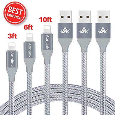 FIFADE 3Pack Nylon Braided MFi Certified Lightning Cable Charging Cord USB Cable Compatible for iPhone 11Pro 11Pro MAX Xs MAX XR X 8 7 6S 6 Plus-Gray1