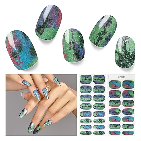 Semi Cured Gel Nail Strips, 30 pcs Gel Nail Stikers, Gel Nail Wraps Semi Cured, Salon-Quality, Easy to Apply, 2 Weeks Long Lasting (Fantasy Dream)