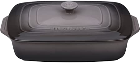 Le Creuset PG1148S3A-327F Stoneware Covered Rectangular Casserole, 12.5 by 8.5-Inch, Oyster