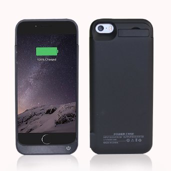 BSWHW iPhone 5c battery charger case,4200mAh External Battery Case Power Bank for iPhone 5 iPhone 5S iPhone 5C,Universal Slim Rechargeable Backup Case and Built-in Pop-out Kickstand (Black)