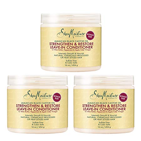 Shea Moisture Strengthen & Restore Leave-In Conditioner 16 oz (Pack of 3)