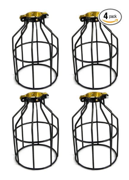 Newhouse Lighting Metal Lamp Guard for Pendant String Lights and Vintage Lamp Holders, Industrial Wire Iron Bird Cage, 4-Pack