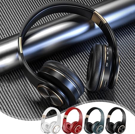 Headphones Wireless Bluetooth, Over-Ear Headphones, Subwoofer Bluetooth 5.0, Foldable and Portable, High Res Audio, Deep Bass, Memory Foam Ear Cups, for Travel, Home Office, Multicolour