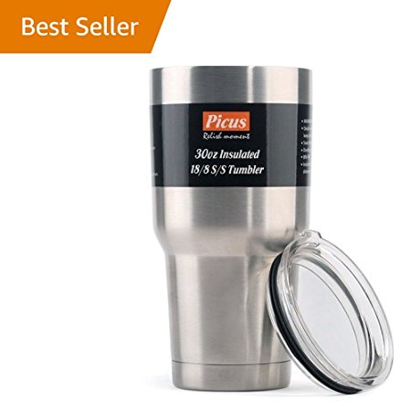 Stainless Steel Tumbler, Picus Double Wall Vacuum Insulated 30 Ounce Tumbler, Cold24H & Hot6H, BPA-Free, Splash-Proof BPA Free Lid, Thermal Coffee Travel Cup, Insulated Coffee Mug