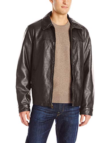 Dockers Men's James Classic Faux Leather Laydown Collar Open Bottom Jacket