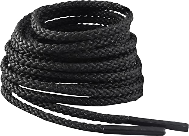 Ironlace Unbreakable Round Bootlaces - Indestructible, Waterproof & Fire Resistant Boot & Shoe Laces, 1500-Pound Breaking Strength/Pair, Black, Inch, 3.2mm Diameter, 33-Inch Eyelet, 1-Pair