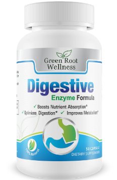 Digestive Enzyme Supplement - Supports Food Digestion, Pancreatic Functions & Reduces Bloating - Supports Digestion of Fats, Carbohydrates, Proteins and More - Made in USA - 50 Capsule Count
