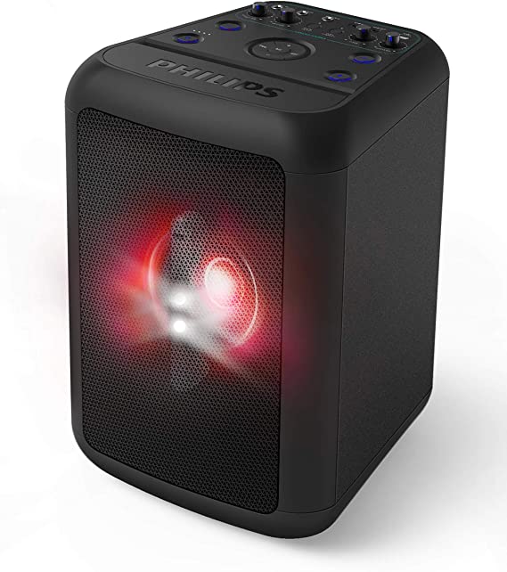 Philips BASS  NX100 Wireless Bluetooth Party Speaker, Light Effects, Karaoke Features, 80W Max, 2X Mic-inputs, 1x Guitar Input, up to 14 Hours of Playtime (TANX100)