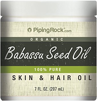 Piping Rock 100% Pure Babassu Seed Skin & Hair Oil 7 fl oz (118 mL) Jar