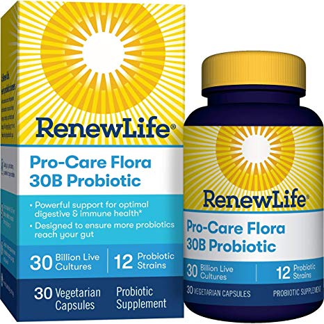 Renew Life Renew Life Pro-Care Flora 30b Probiotic, 30 Billion Cfu, 30 Vegetarian Capsules, 30 Count