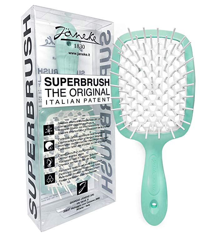 Janeke Superbrush Detangler Brush Anti-static Hairbrush Easy For Wet or Dry Use Flexible with Nylon Bristle Great for All Hair Types - Long Thick Curly -The Original Italian Patent ( Tiffany )