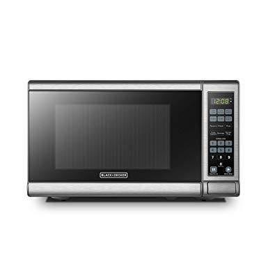 Black Decker EM720CB7 Digital Microwave Oven with Turntable, Push-Button Door, Child Safety Lock, 700W, 0.7 cu.ft,  Stainless Steel