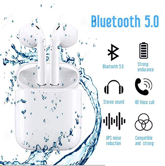 Wireless Earbuds Bluetooth Headset IPX5 Waterproof Sports Headset TWS 5.0 HiFi Bass Headset with Microphone Noise Canceling Headphones Compatible with iPhone airpods Android/iOS