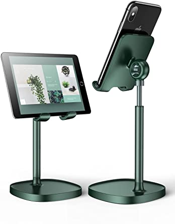 Cell Phone Stand,Angle Height Adjustable Stable LISEN Cell Phone Stand for Desk,Sturdy Aluminum Metal Phone Holder (Green)