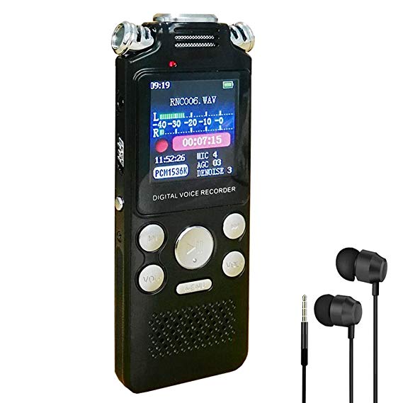 Upworld Digital Voice Recorder, 8GB Sound Audio Recorder Dictaphone with USB, MP3 player, Triple Microphone, Portable & Rechargeable recorder for Lectures Meetings
